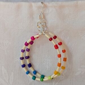 Colorful Beaded Hoop Earrings